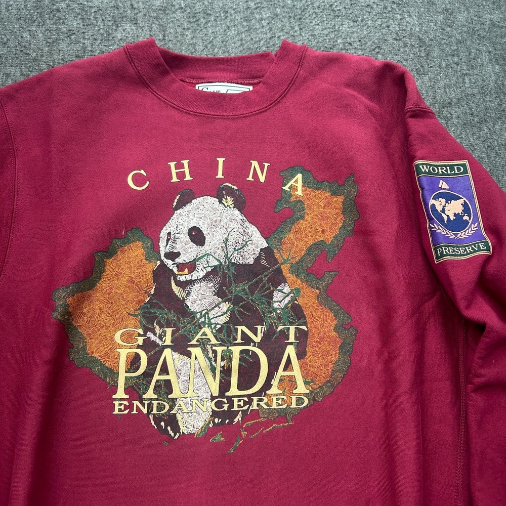 Galt Sand China Giant Panda Graphic Crewneck Sweatshirt XL Vintage Nature